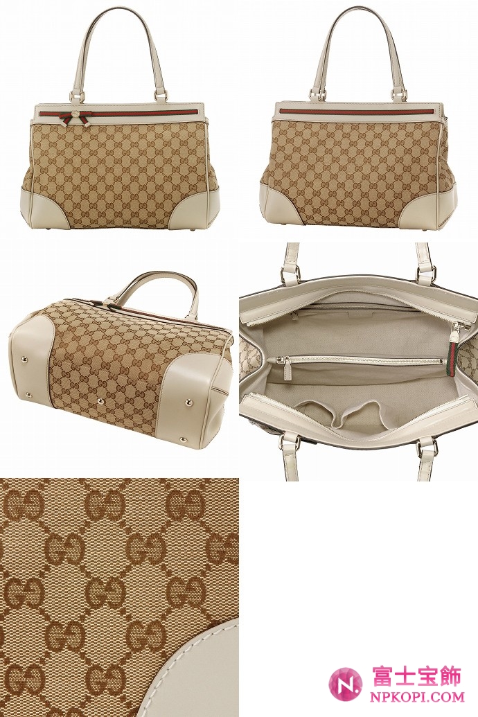 GUCCI/グッチ 2012年春夏MAYFAIR定番キャンバスGG柄ボウディテールミディアムトートバッグ 257063 FFKPG 8420 